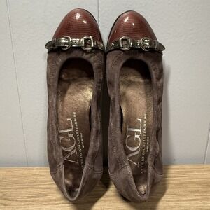 AGL Monika Shoes Women sz 37 EU 7 US Ballet Flats Cap Toe Calfskin Leather ITALY